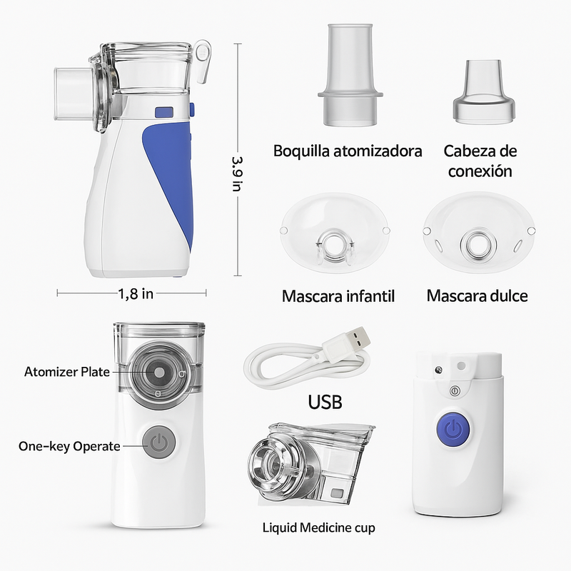 Nebulizador Portátil para Niños y Adultos – Alivio inmediato en la palma de la mano